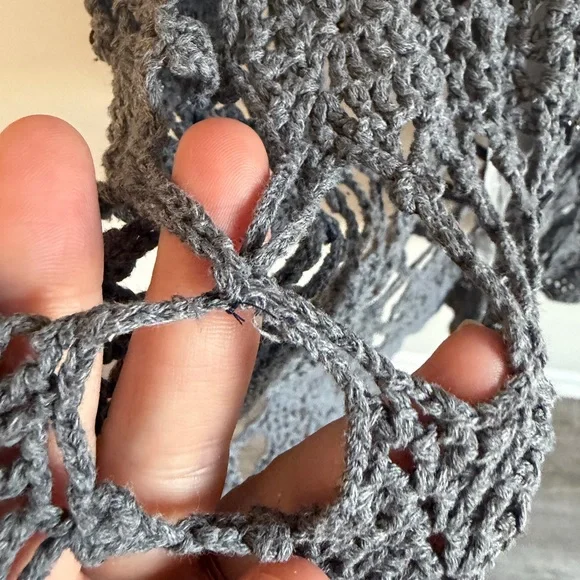 Boston Proper Blue/Gray Sequin Crochet Longline Cardigan (S) Fairy Grunge FLAWS - Picture 14 of 17